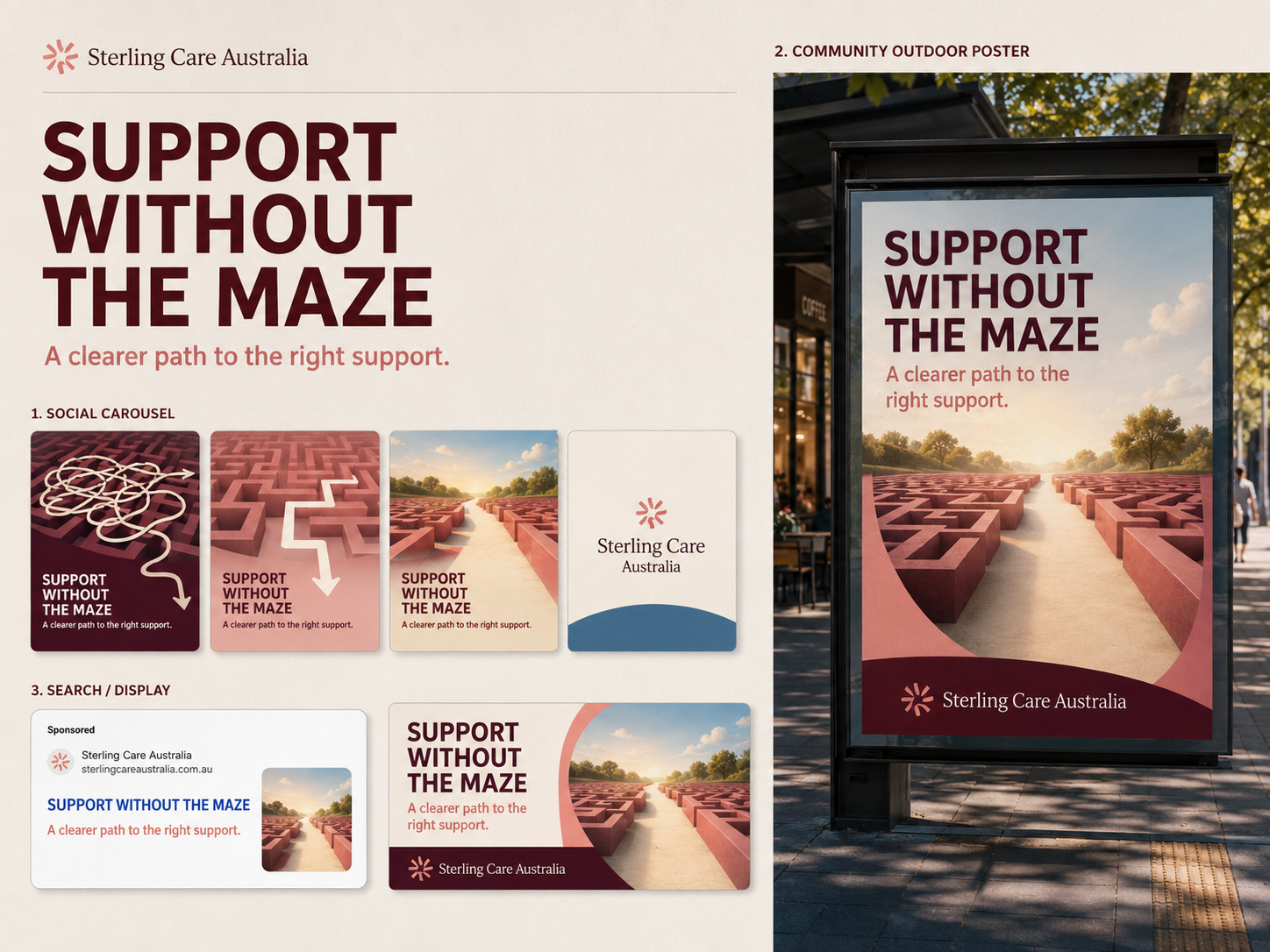 Sterling Care · Support Without the Maze creative work