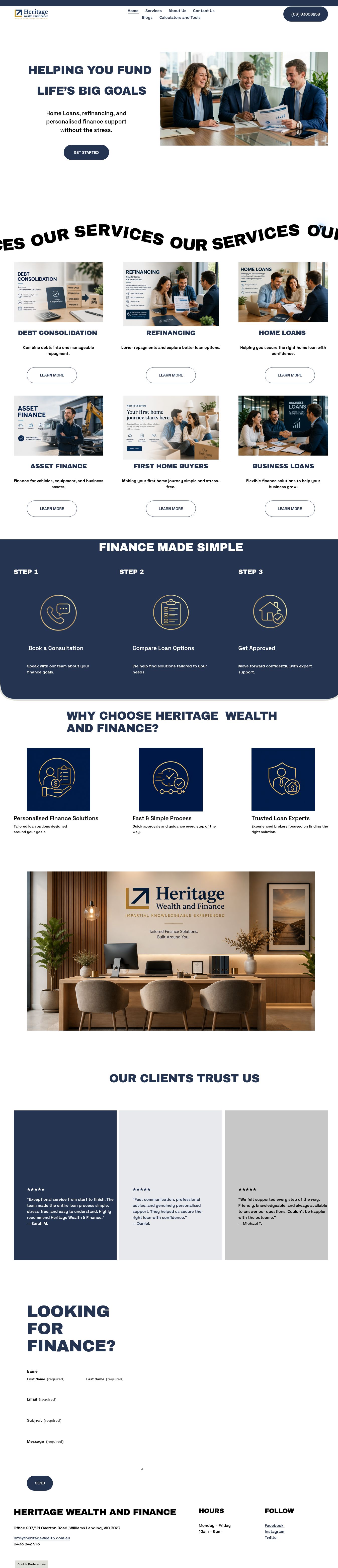 Heritage Wealth & Finance scrolling mobile presentation